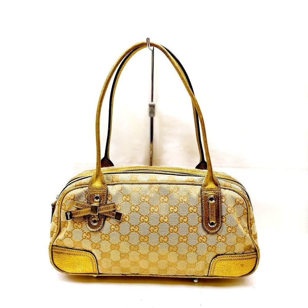 Gucci Satche Brown Canvas & Golden leather Serial(461720-001013)